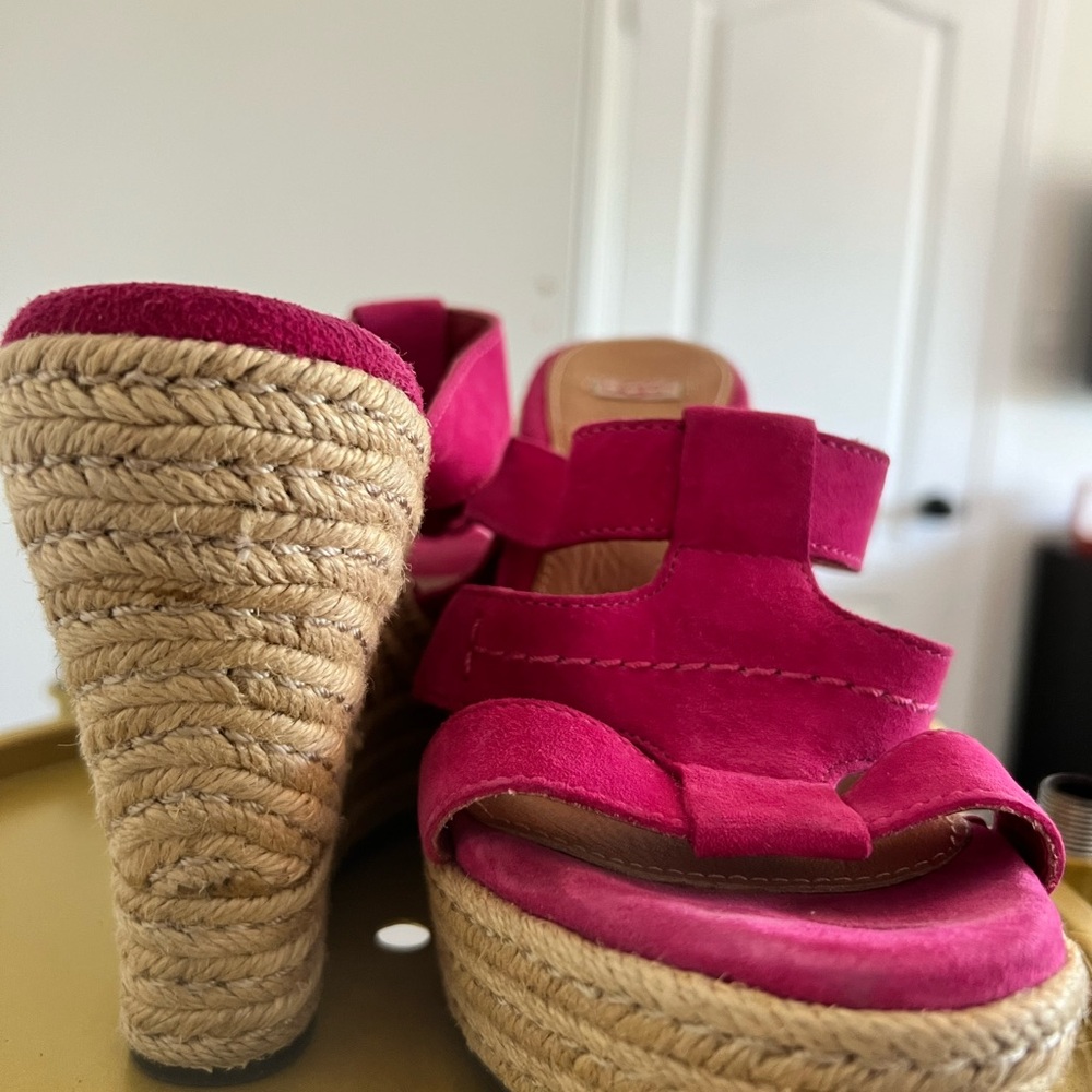 UGG Pink Wedge Espadrilles with Bow Detail